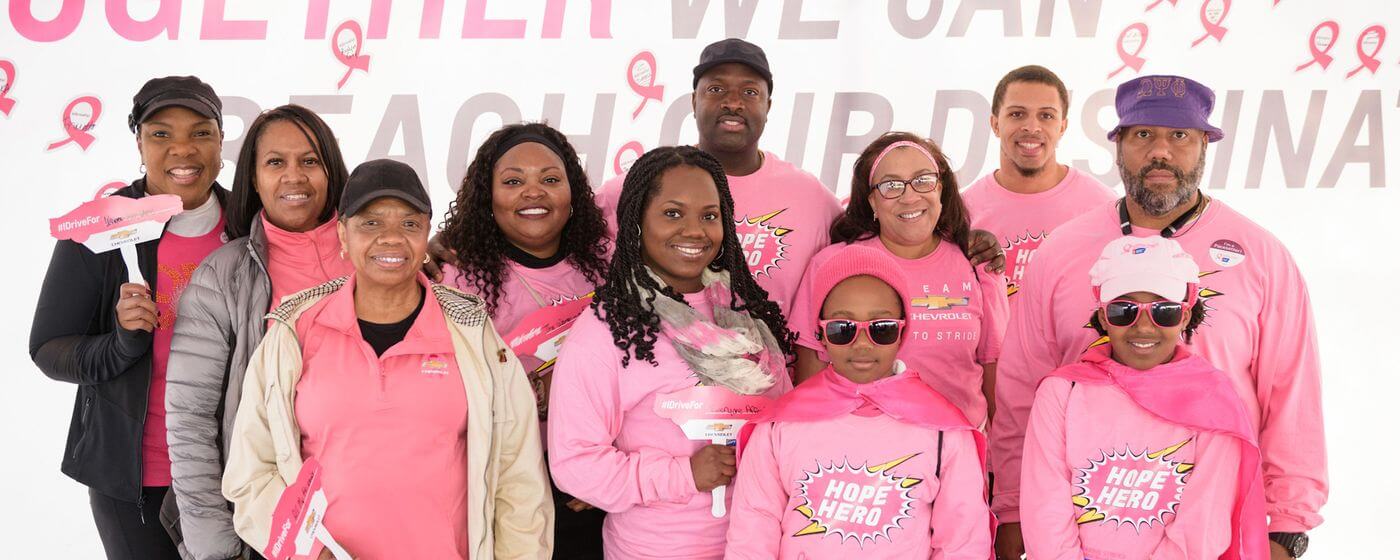 image of people at a breast cancer rally