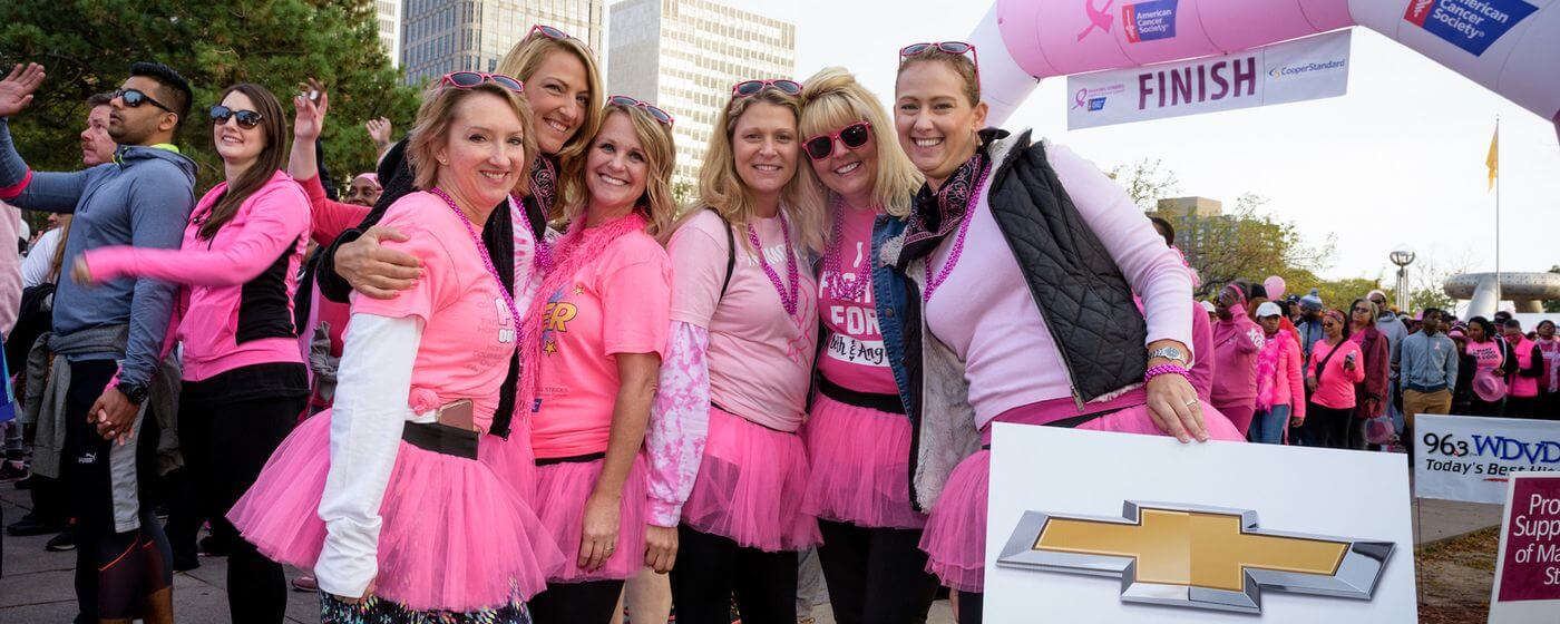 image of people at a breast cancer rally